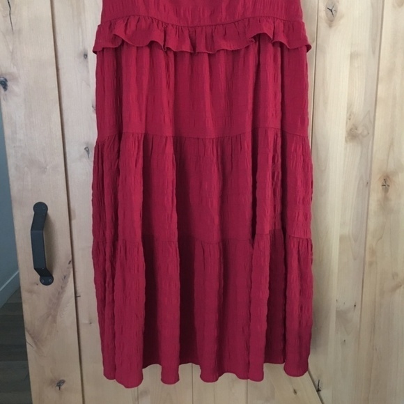 CITY CHIC Ruffle Tiered Maxi Dress Sleeveless Red Size 24 - Picture 3 of 8